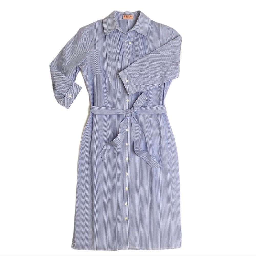 Thomas Pink Striped Cotton Shirt Dress